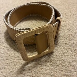 Elie Tahari Woven Wide Belt Beige